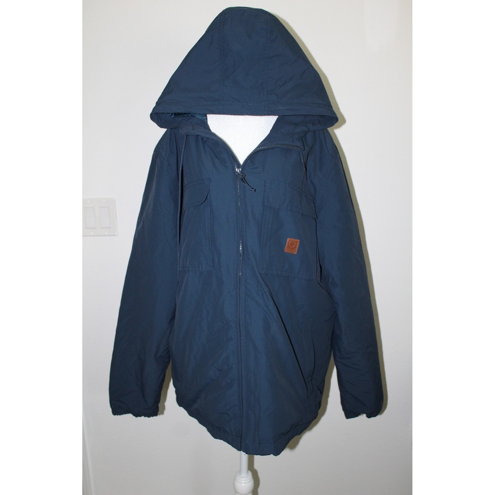 Brixton Men's Buck Teal Blue Hooded Parka Jacket Men's‎ XL NWT Quilted Lining
